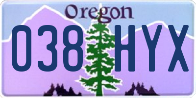 OR license plate 038HYX