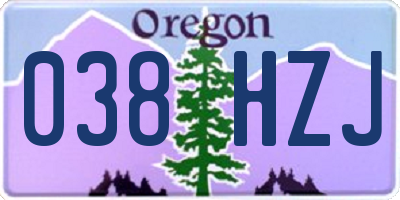 OR license plate 038HZJ