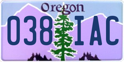 OR license plate 038IAC