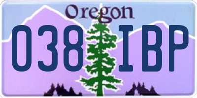 OR license plate 038IBP