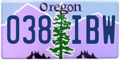 OR license plate 038IBW