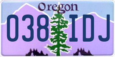 OR license plate 038IDJ