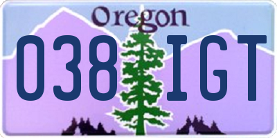 OR license plate 038IGT