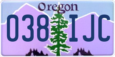 OR license plate 038IJC