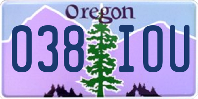 OR license plate 038IOU