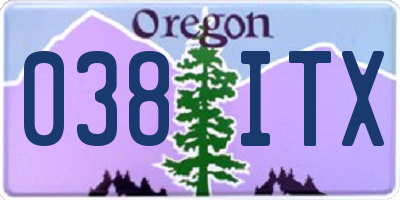 OR license plate 038ITX
