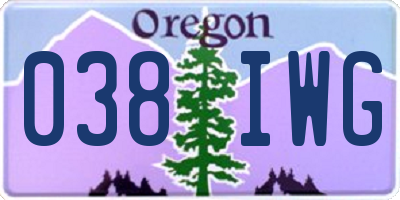 OR license plate 038IWG