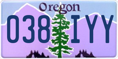 OR license plate 038IYY
