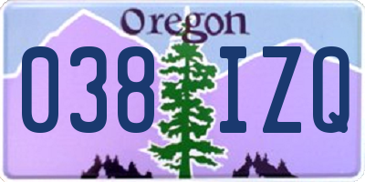 OR license plate 038IZQ