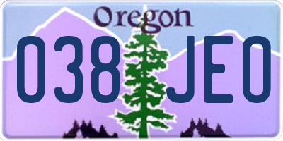 OR license plate 038JEO