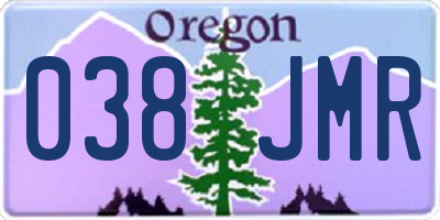 OR license plate 038JMR