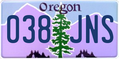 OR license plate 038JNS