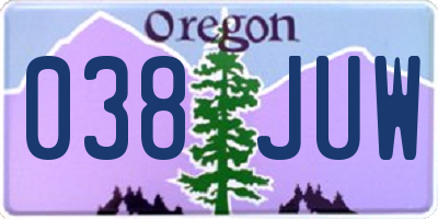 OR license plate 038JUW