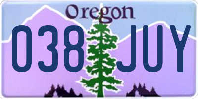 OR license plate 038JUY