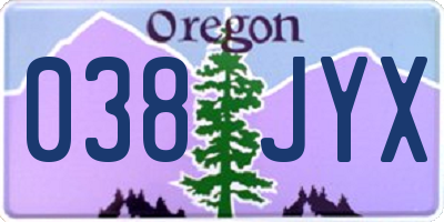 OR license plate 038JYX