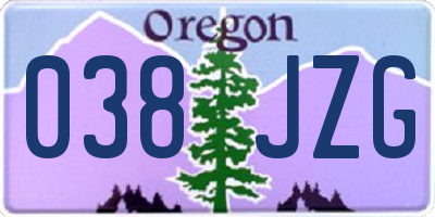 OR license plate 038JZG
