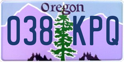 OR license plate 038KPQ