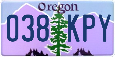 OR license plate 038KPY