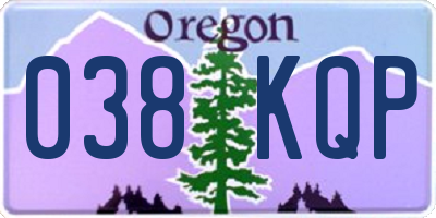 OR license plate 038KQP