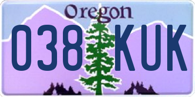 OR license plate 038KUK