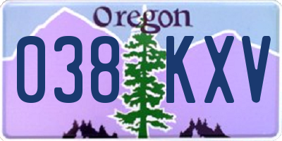 OR license plate 038KXV
