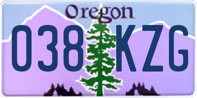 OR license plate 038KZG