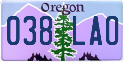 OR license plate 038LAO