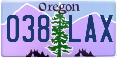 OR license plate 038LAX