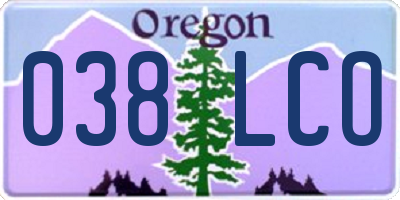 OR license plate 038LCO