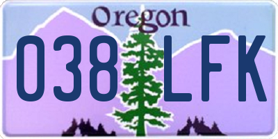 OR license plate 038LFK