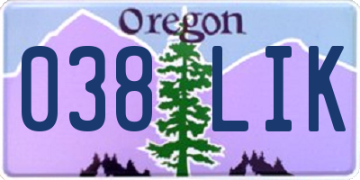 OR license plate 038LIK
