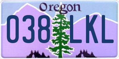 OR license plate 038LKL