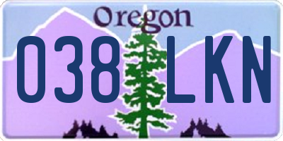 OR license plate 038LKN