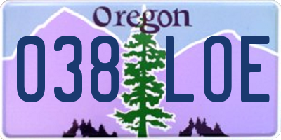 OR license plate 038LOE