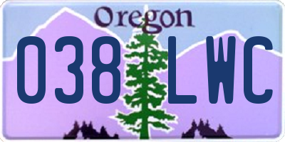 OR license plate 038LWC