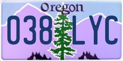 OR license plate 038LYC