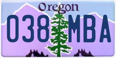 OR license plate 038MBA