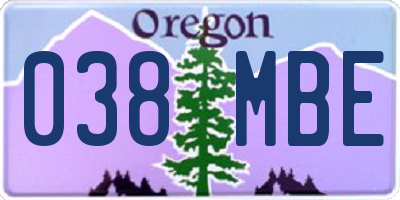 OR license plate 038MBE