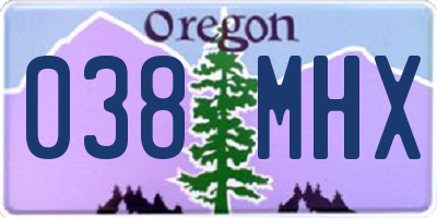 OR license plate 038MHX