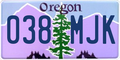 OR license plate 038MJK