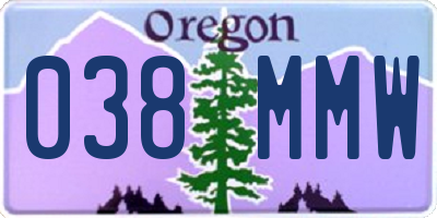 OR license plate 038MMW
