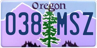OR license plate 038MSZ