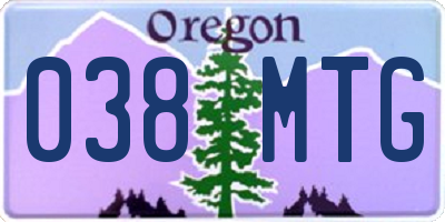 OR license plate 038MTG