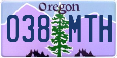 OR license plate 038MTH