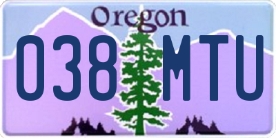 OR license plate 038MTU