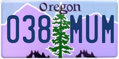 OR license plate 038MUM