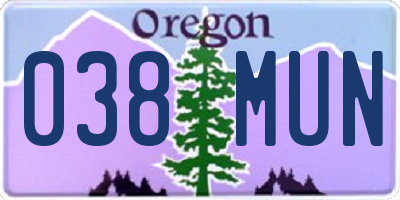 OR license plate 038MUN