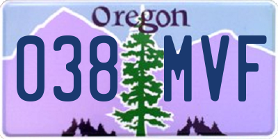 OR license plate 038MVF