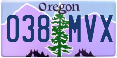 OR license plate 038MVX