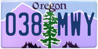 OR license plate 038MWY